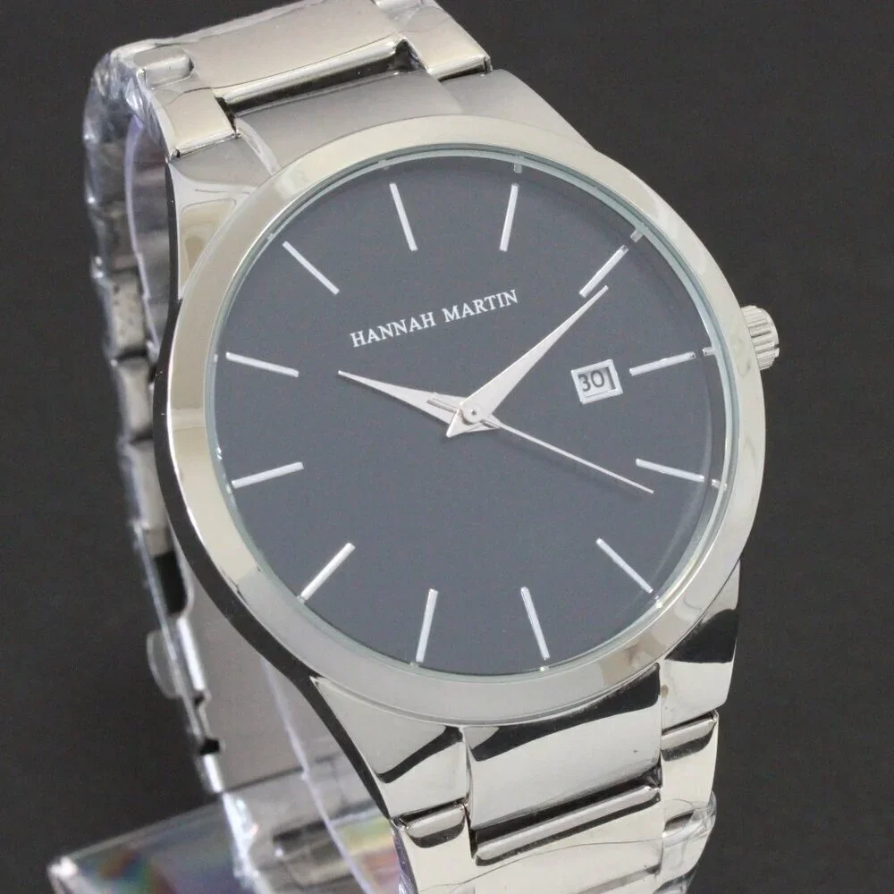 Men's Minimalist Quartz Watch Integrated Bracelet Silver-tone 40mm